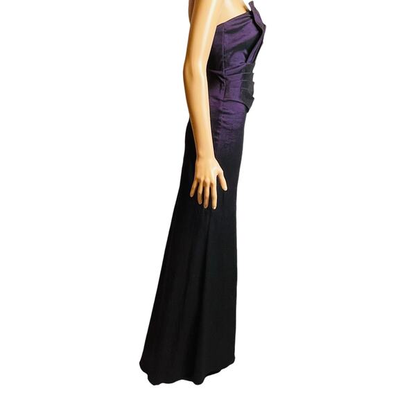 Betsy & Adam Purple Strapless Ruched Bodice Fishtail Hem Evening Maxi Dress 4 - Picture 5 of 12